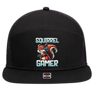 Pc Squirrel Gamer Keyboard Video Computer Gaming Lovers Cute Gift 7 Panel Mesh Trucker Snapback Hat