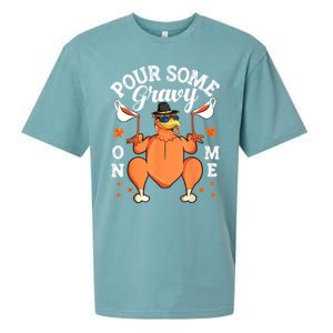 Pour Some Gravy On Me Turkey Lover Couple Thanksgiving Day Sueded Cloud Jersey T-Shirt