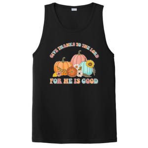 Pumpkin Stack Give Thanks To The Lord For He Is Good Autumn Funny Gift PosiCharge Competitor Tank