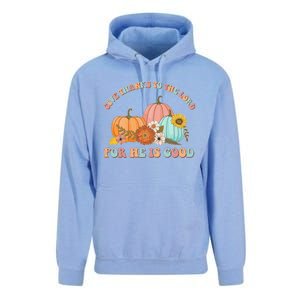 Pumpkin Stack Give Thanks To The Lord For He Is Good Autumn Funny Gift Unisex Surf Hoodie