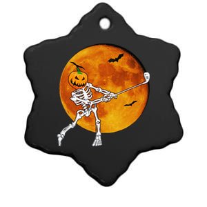 Pumpkin Skeleton Golf Halloween Golfing Golfer Ceramic Star Ornament