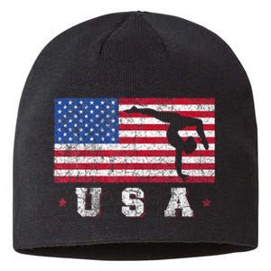 Patriotic Sports Gift American Usa Flag Gymnastics Sustainable Beanie