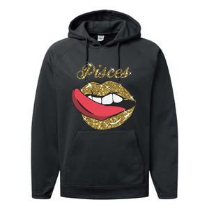 Pisces Sexy Golden Lips Tongue February March Birthday Performance Fleece Hoodie