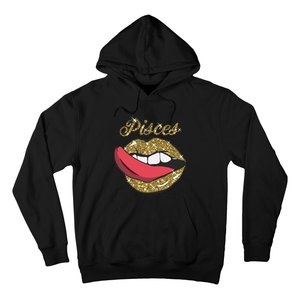 Pisces Sexy Golden Lips Tongue February March Birthday Hoodie