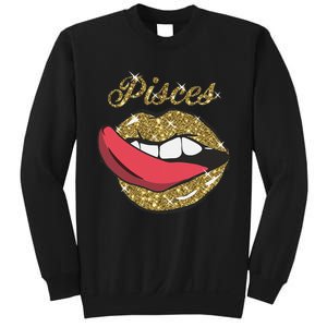 Pisces Sexy Golden Lips Tongue February March Birthday Sweatshirt