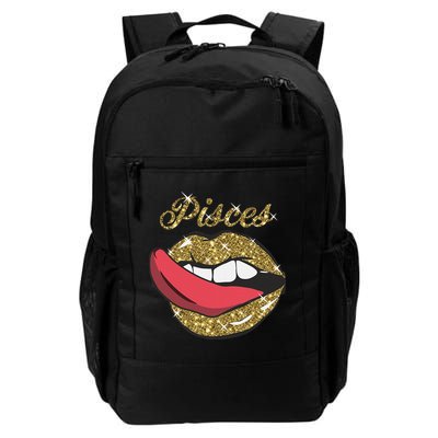 Pisces Sexy Golden Lips Tongue February March Birthday Backpack