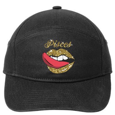 Pisces Sexy Golden Lips Tongue February March Birthday 7-Panel Snapback Hat