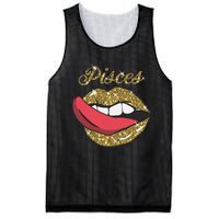 Pisces Sexy Golden Lips Tongue February March Birthday Mesh Reversible Basketball Jersey Tank