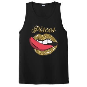 Pisces Sexy Golden Lips Tongue February March Birthday PosiCharge Competitor Tank