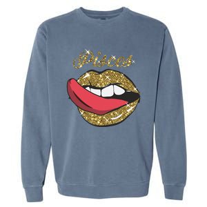 Pisces Sexy Golden Lips Tongue February March Birthday Garment-Dyed Sweatshirt