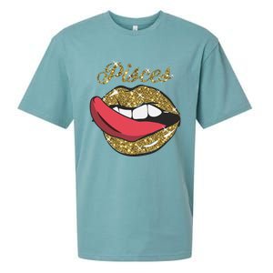 Pisces Sexy Golden Lips Tongue February March Birthday Sueded Cloud Jersey T-Shirt