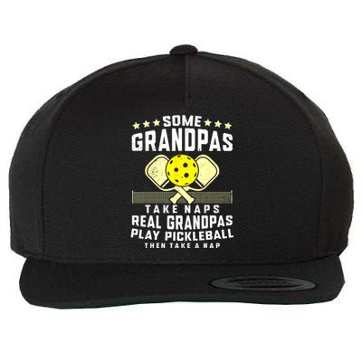 Pickleball Sport Grandpa Funny Pickleball Player Gift Wool Snapback Cap