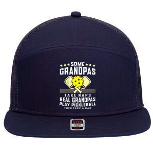 Pickleball Sport Grandpa Funny Pickleball Player Gift 7 Panel Mesh Trucker Snapback Hat