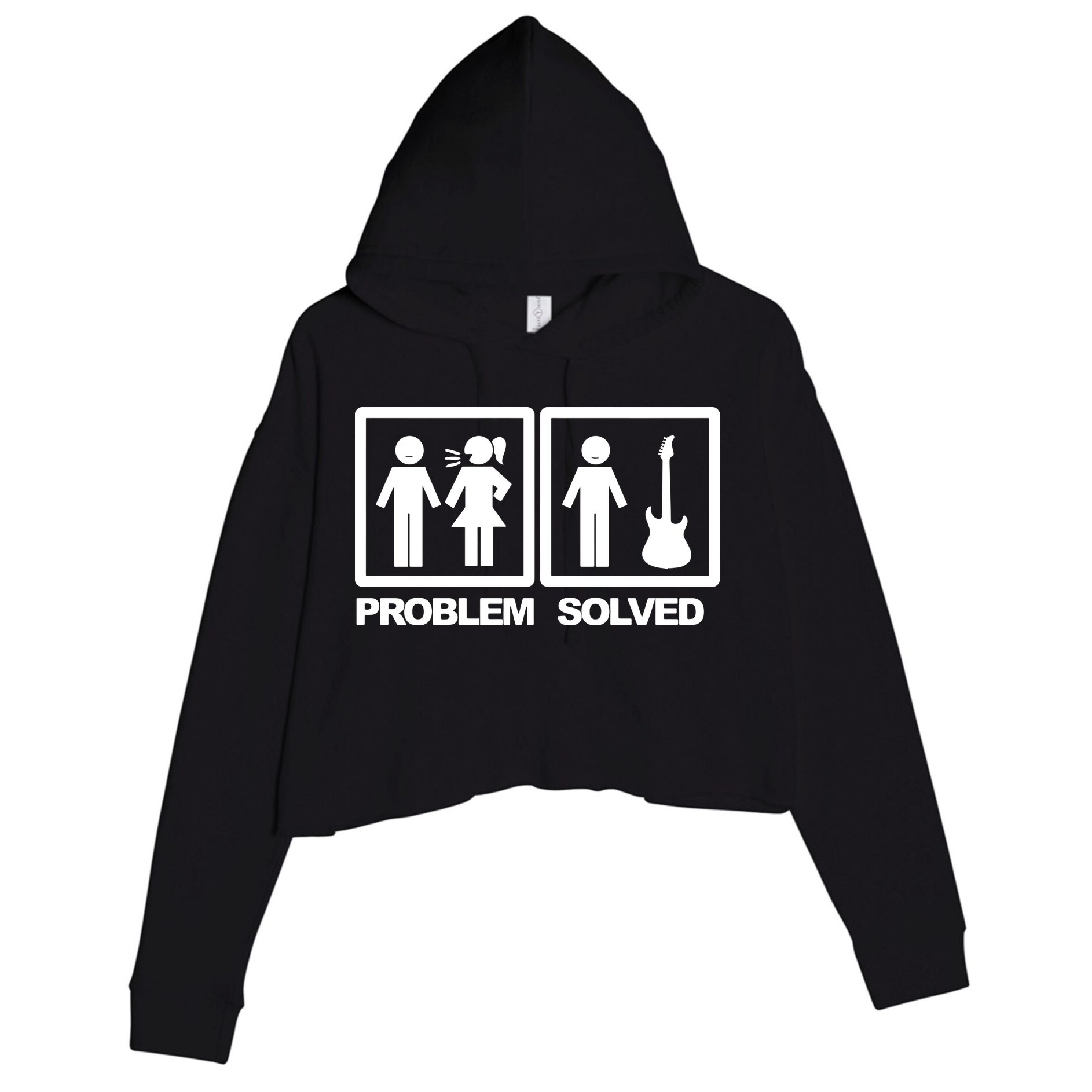 Problem Solved Guitar Crop Fleece Hoodie