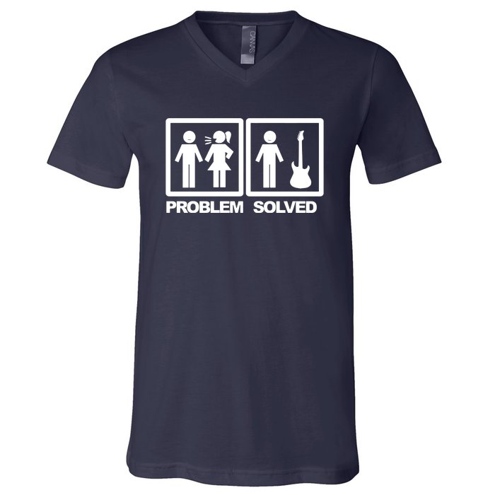 Problem Solved Guitar V-Neck T-Shirt