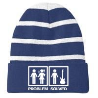 Problem Solved Guitar Striped Beanie with Solid Band