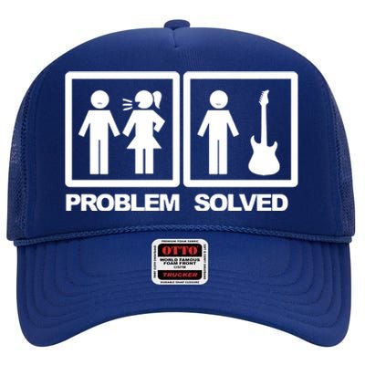 Problem Solved Guitar High Crown Mesh Back Trucker Hat