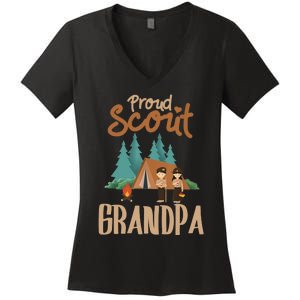 Proud Scout Grandpa Camping Scout Scouting Leader Adventure Women's V-Neck T-Shirt