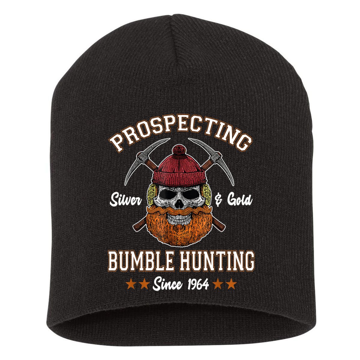 Prospecting Silver & Gold Bumble Hunting Since Short Acrylic Beanie