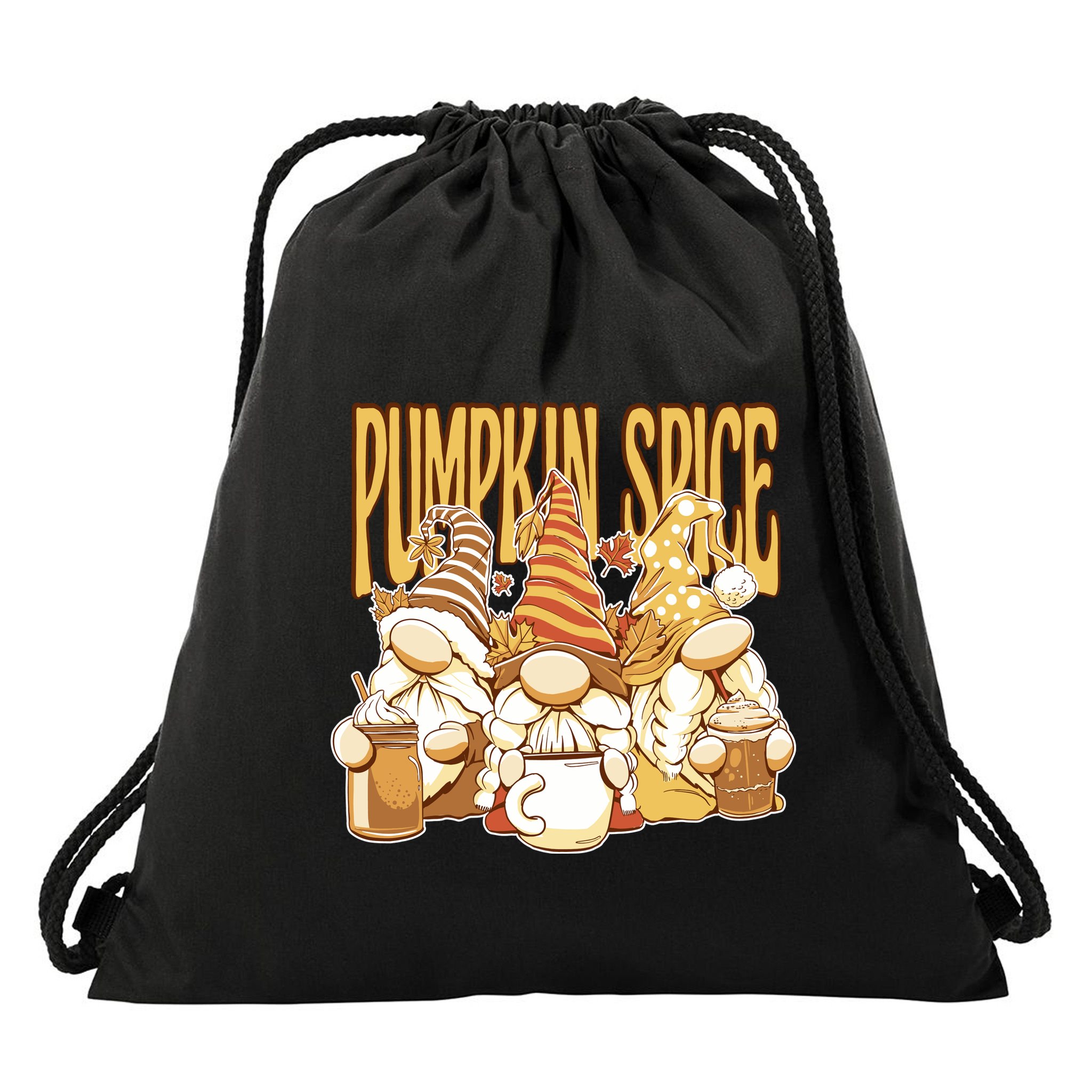 Pumpkin Spice Gnomes Autumn Lover Drawstring Bag