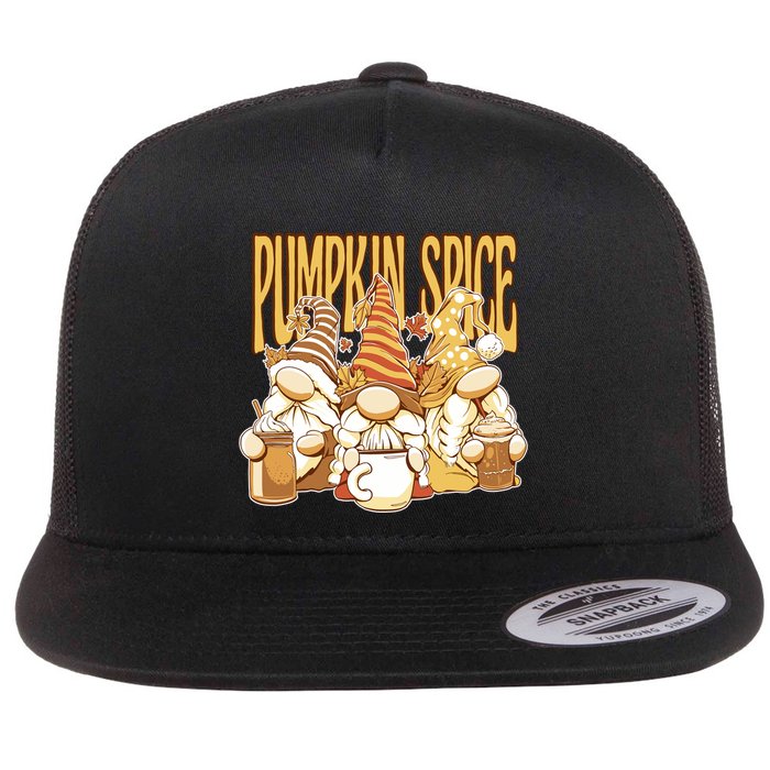 Pumpkin Spice Gnomes Autumn Lover Flat Bill Trucker Hat