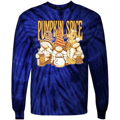 Pumpkin Spice Gnomes Autumn Lover Tie-Dye Long Sleeve Shirt