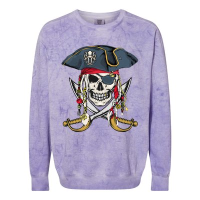 Pirate Skull Halloween Little Colorblast Crewneck Sweatshirt