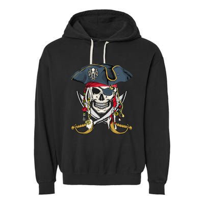 Pirate Skull Halloween Little Garment-Dyed Fleece Hoodie