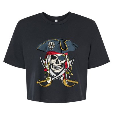 Pirate Skull Halloween Little Bella+Canvas Jersey Crop Tee