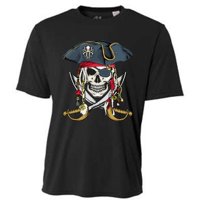 Pirate Skull Halloween Little Cooling Performance Crew T-Shirt