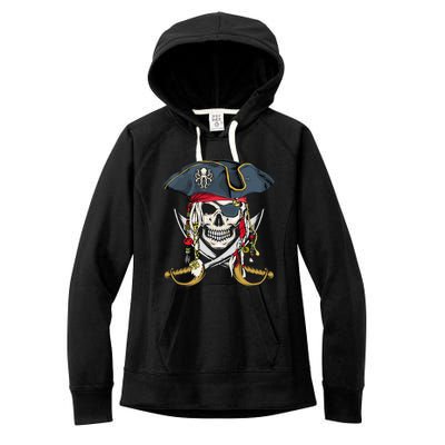 Pirate Skull Halloween Little Women's Fleece Hoodie