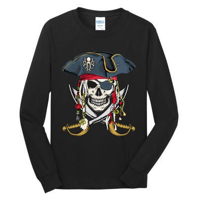 Pirate Skull Halloween Little Tall Long Sleeve T-Shirt