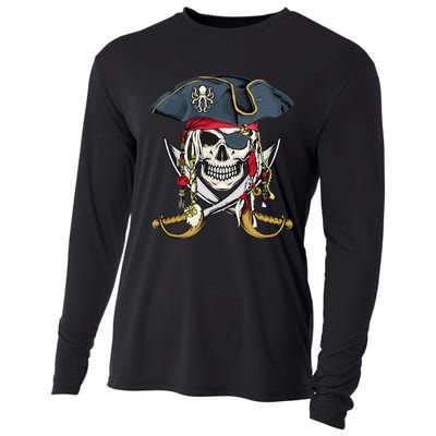 Pirate Skull Halloween Little Cooling Performance Long Sleeve Crew