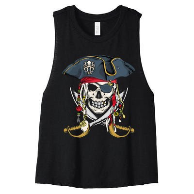 Pirate Skull Halloween Little Women's Racerback Cropped Tank