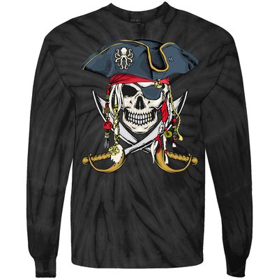 Pirate Skull Halloween Little Tie-Dye Long Sleeve Shirt