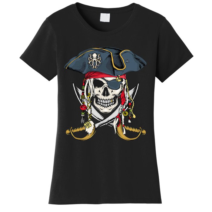 Pirate Skull Halloween Little Women's T-Shirt