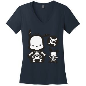 Pochacco Skeleton Halloween Sweat Women's V-Neck T-Shirt