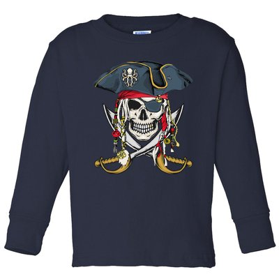 Pirate Skull Halloween Little Toddler Long Sleeve Shirt