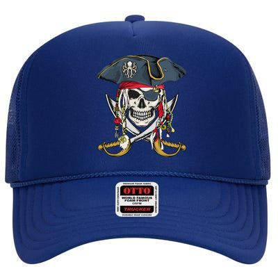 Pirate Skull Halloween Little High Crown Mesh Back Trucker Hat