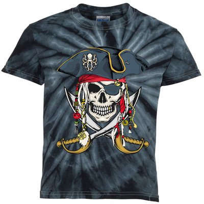 Pirate Skull Halloween Little Kids Tie-Dye T-Shirt