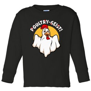 PoultryGeist Scary Halloween Ghost Chicken Toddler Long Sleeve Shirt