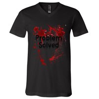 Problem Solved Halloween Print V-Neck T-Shirt