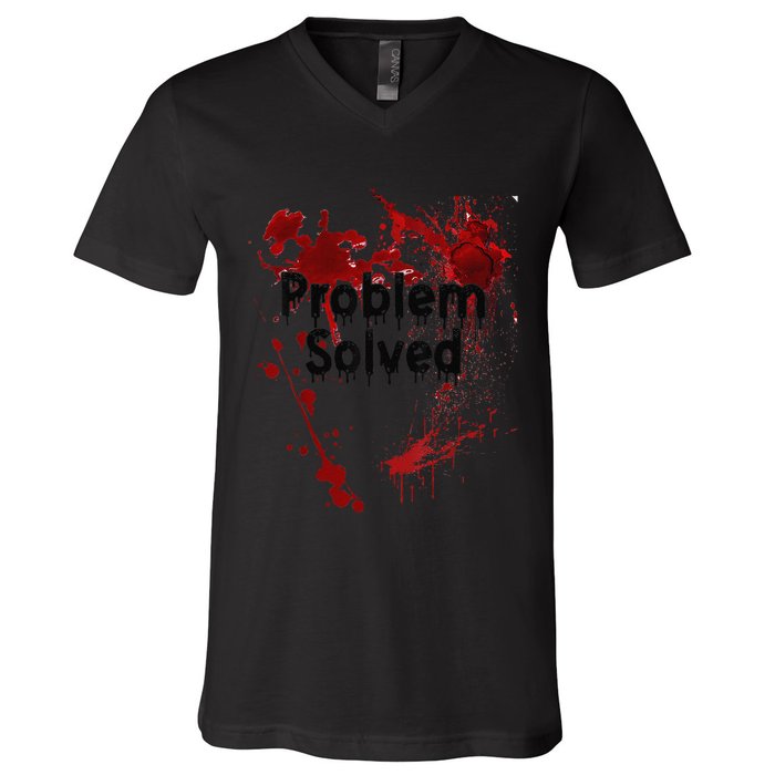 Problem Solved Halloween Print V-Neck T-Shirt