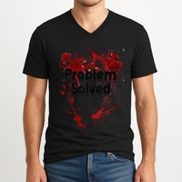 Problem Solved Halloween Print V-Neck T-Shirt