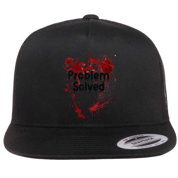 Problem Solved Halloween Print Flat Bill Trucker Hat