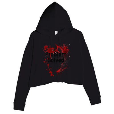 Problem Solved Halloween Print Crop Fleece Hoodie