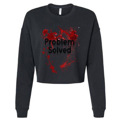 Problem Solved Halloween Print Cropped Pullover Crew