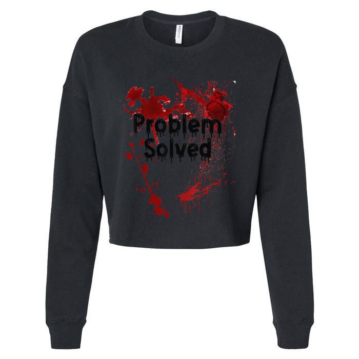 Problem Solved Halloween Print Cropped Pullover Crew