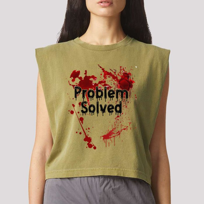 Problem Solved Halloween Print Garment-Dyed Women's Muscle Tee