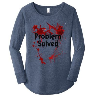 Problem Solved Halloween Print Women's Perfect Tri Tunic Long Sleeve Shirt